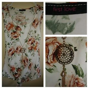 Sleeveless floral blouse